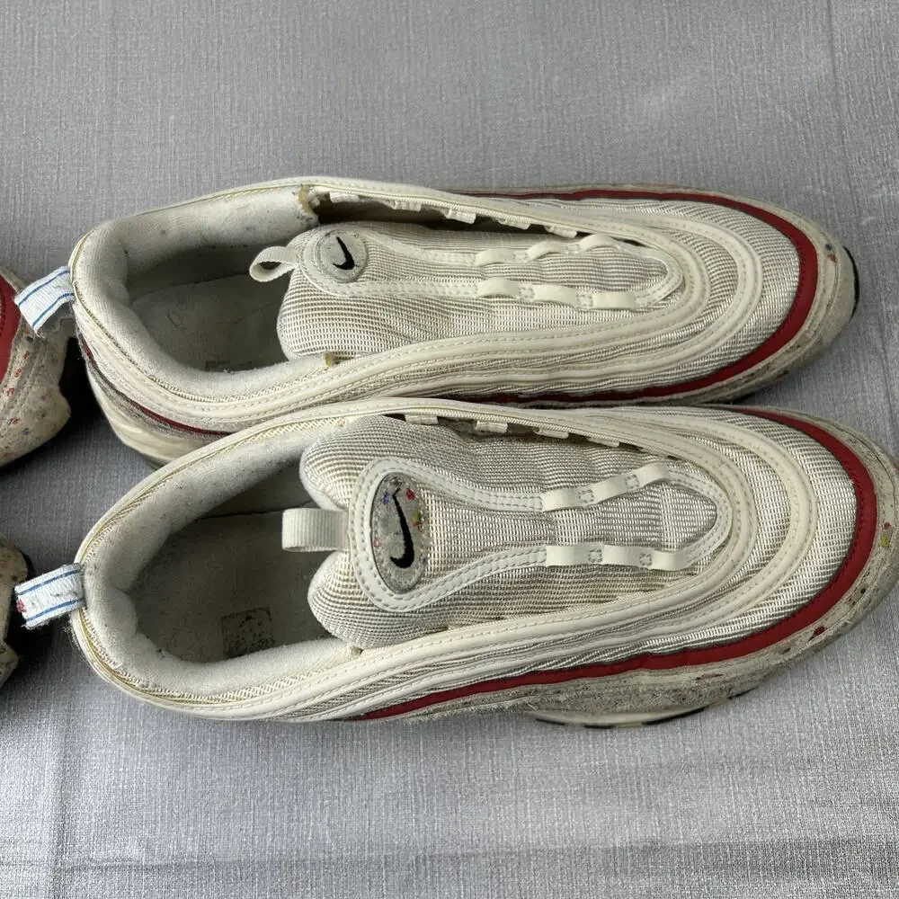 Nike Air Max 97 Retro OG Men’s 11.5 Sail University Red 312834-102 2-pairs Used - Picture 8 of 12